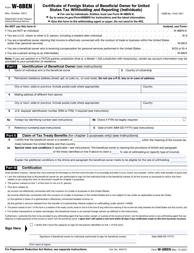 W-8 Ben